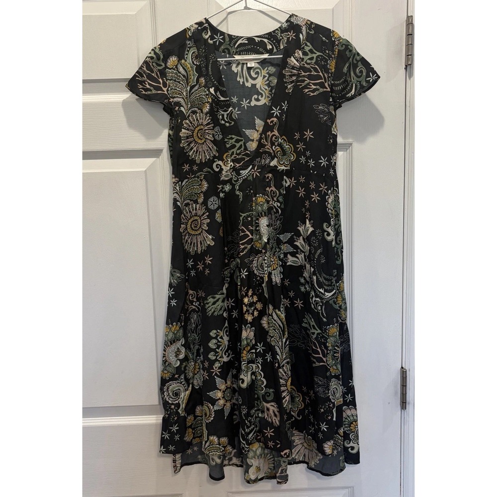 Odd Molly  Dress Size 0 Floral Boho Wedding Guest Races Short Sleeve Pleated